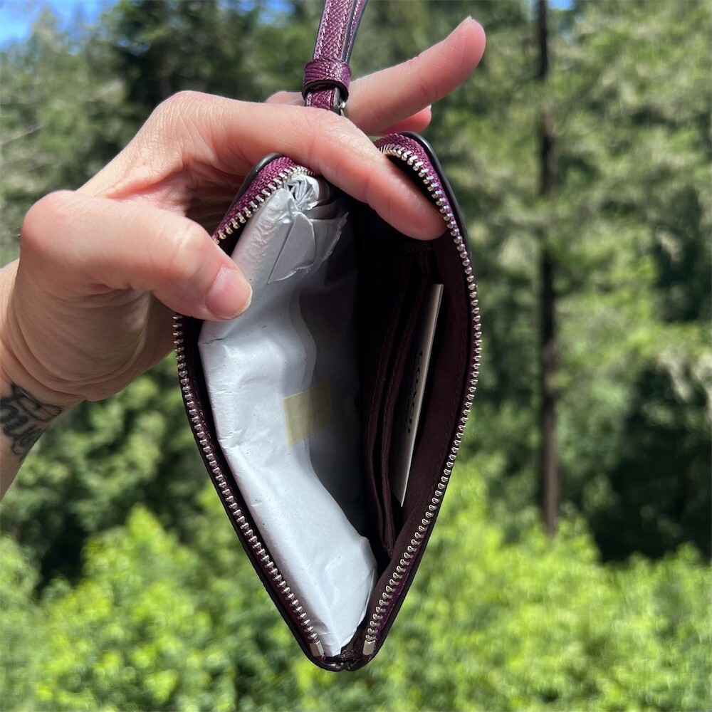 COACH Corner Zip Wristlet Purple Plum with Silver Hardware CV396 NWT - Picture 3 of 8